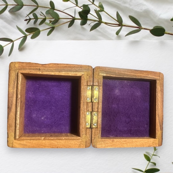 🌻Vintage Handmade Wooden Floral Hinged Trinket Jewelry Boxes (Bundle of 2) - Picture 3 of 12